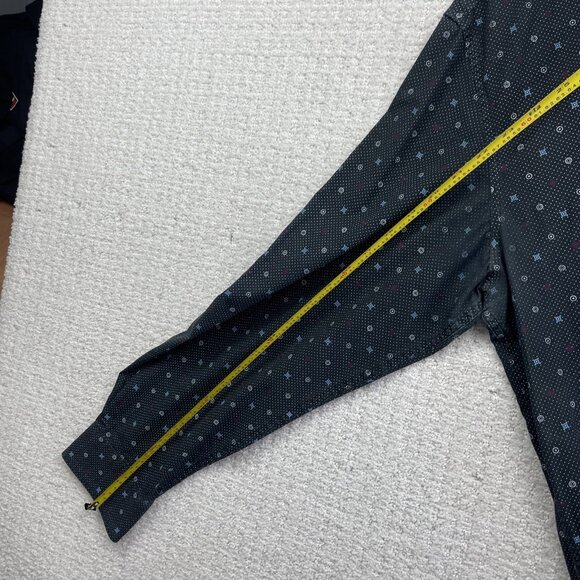 Ben Sherman Shirt Mens XL Dark Blue Geometric AOP Dots Button Down Slim Fit - Picture 8 of 12